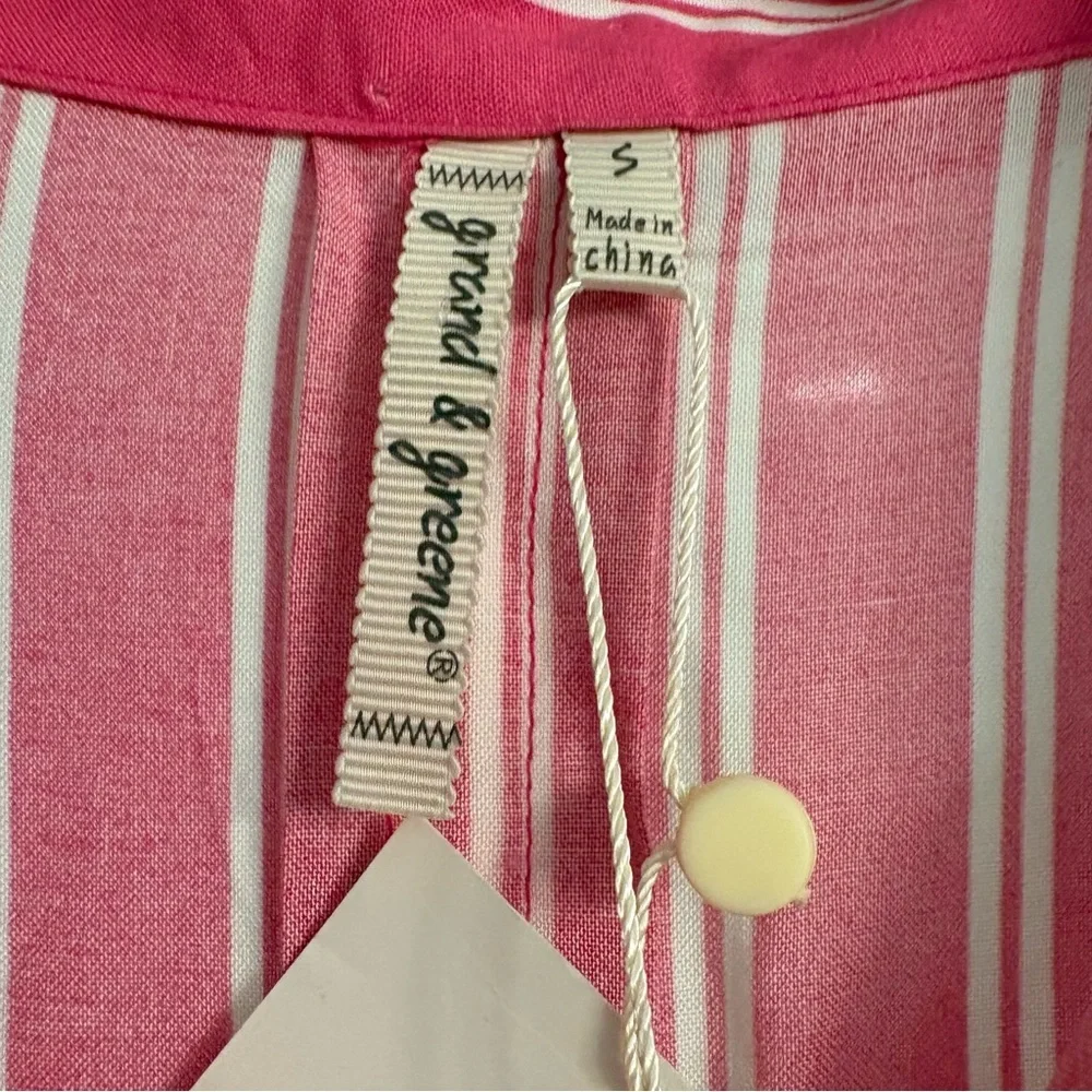 Grand & Greene Pink Striped Button Up Collared Long Sleeve Shirt Women’s SIZE S - Picture 6 of 13